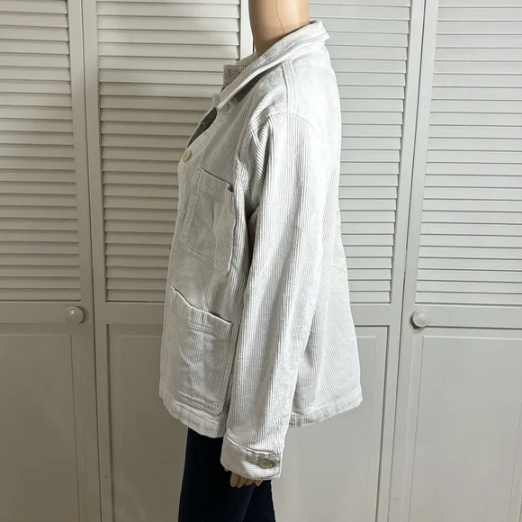 EVERLANE Women's Corduroy Chore Jacket Shacket in Bone Large - Picture 13 of 15